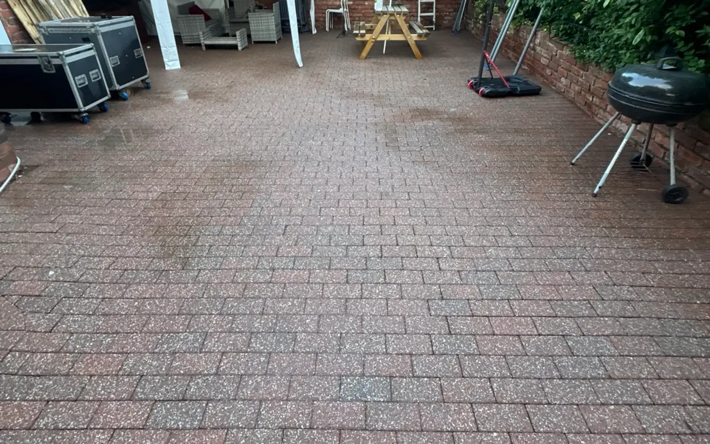 The same garden path washed clean, block colour and pattern visible again